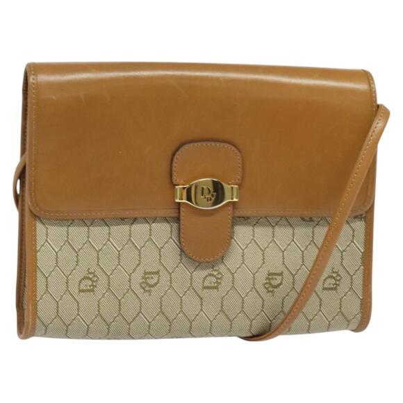 DIOR Honeycomb Canvas Shoulder Bag Pvc Beige Gold - Picture 1 of 12